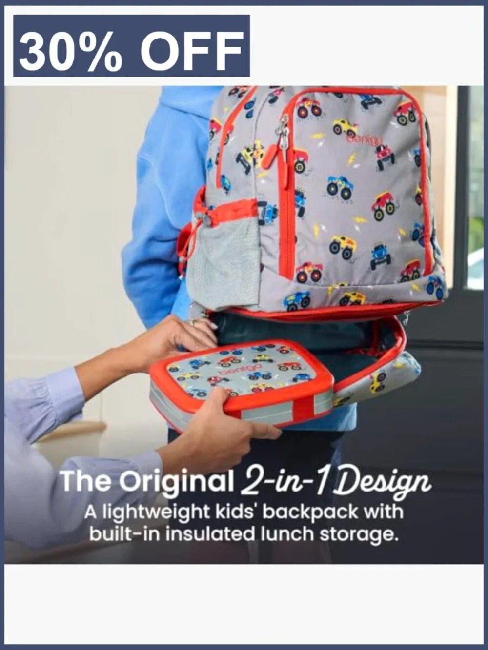 2-in-1 Backpack & Insulated Lunch Bag, 16.5